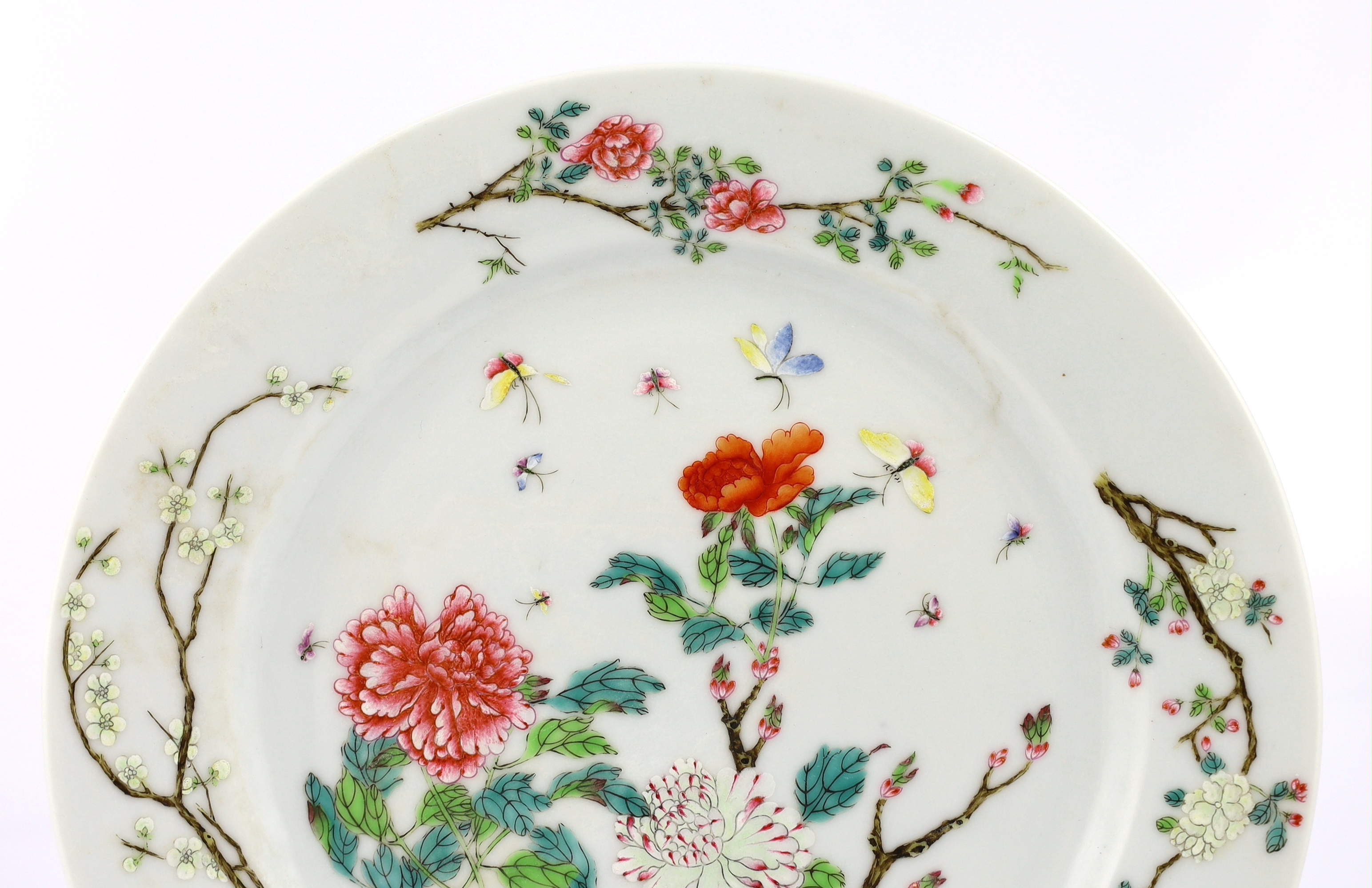 A Chinese famille rose 'peony' plate, Guangxu mark and of the period (1875-1908)